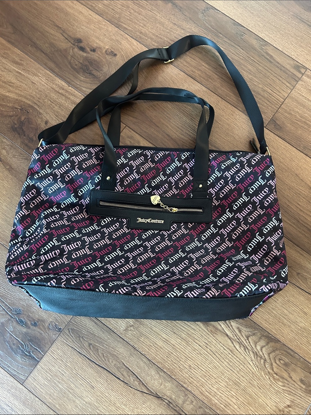 Juicy Couture Black Tote with Pink Logo Print